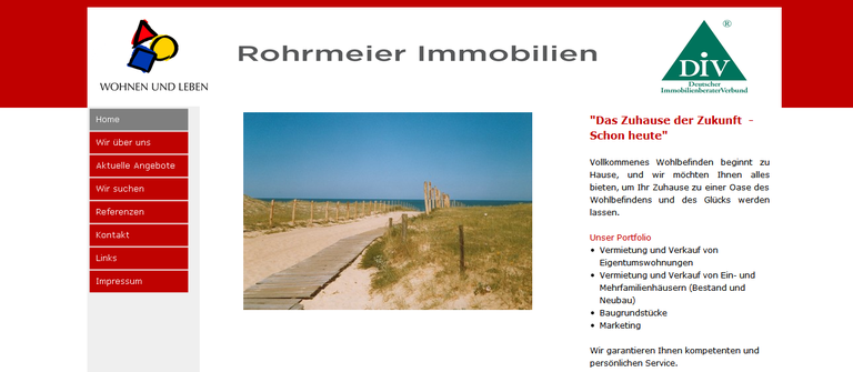 Rohrmeier Immobilien Webseite erstellt