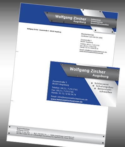Wolfgang Zircher Betonstahlschweissen, Klick7 Flyer Klappkarten Folder Grafik Web Design 